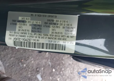 2021 Mazda Cx-5 Carbon Edition Turbo из США, поврежденный, VIN JM3KFBCY1M0442397